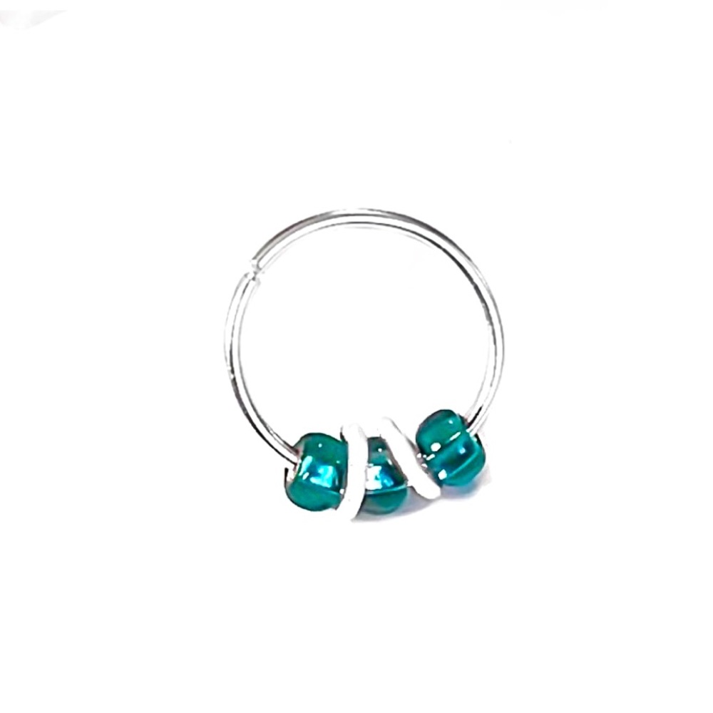 𝟯 𝗣𝗔𝗖𝗞 - 925 Sterling Silver Dark Teal Kynite Helix Cartilage Hoop Earring